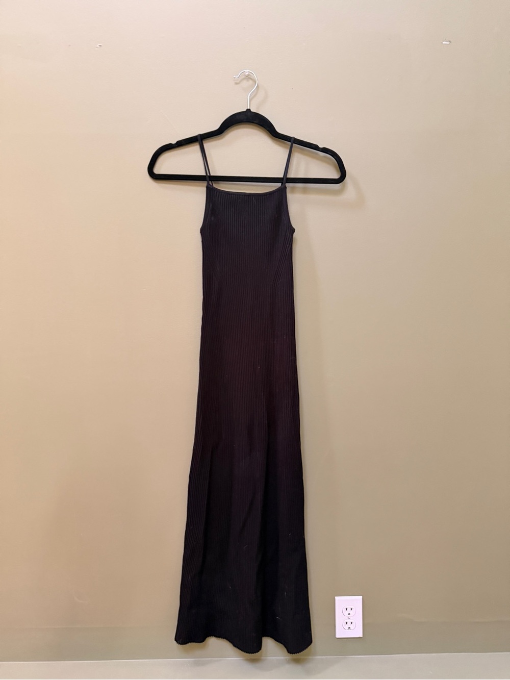 Black Ribbed Midi Dress